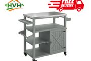 Garden serving cart rolling barbecue cart with stainless steel top 107x49.5x92.5cm Gray