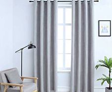 Blackout Curtains with Metal Rings 2 pcs Grey 140x175 cm