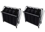 Laundry Sorters with Bags 2 pcs Black and Grey