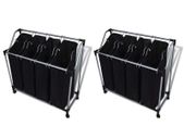 Laundry Sorters with Bags 2 pcs Black and Grey