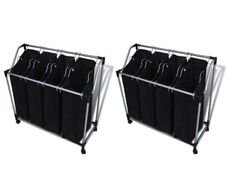 Laundry Sorters with Bags 2 pcs Black and Grey