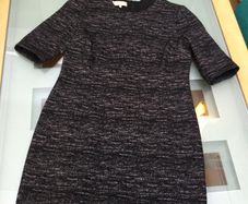 Wool-Mix Black & Grey Hobbs Shift Dress Size 14