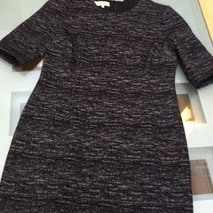 Wool-Mix Black & Grey Hobbs Shift Dress Size 14