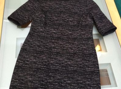 Wool-Mix Black & Grey Hobbs Shift Dress Size 14