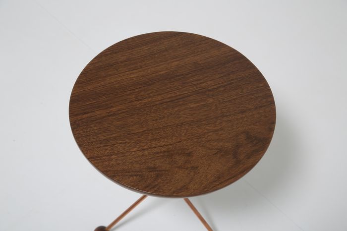 Vintage Tripod Side Teak and Copper Table by Albert Larsson for Alberts Tibro, 1950s