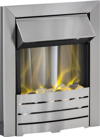 NEW SALE | Helios Brushed Steel Electric Fire with Pebble Bed Glow Effect