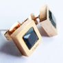 Cartier square stud earrings with black stone Image 6