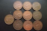 10 Irish 2 pence coins (1975-2000) Nice condition.