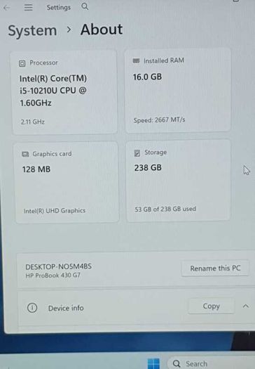 HP ProBook 430 G7 Laptop | Core i5-10210U | 16GB RAM | 256GB NVMe SSD | Windows 11 Pro