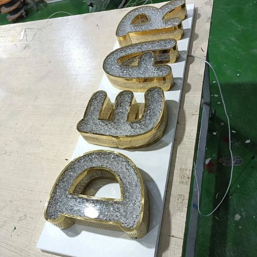 Custom Crystal Gold LED Letters - Any Word, Any Logo, Any Size