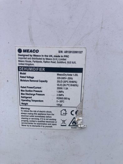 MEACO dehumidifier