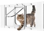 Window Cat Flap with Magnetic Self-Closing Door 4 Way Locking Aluminium Frame