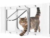 Window Cat Flap with Magnetic Self-Closing Door 4 Way Locking Aluminium Frame