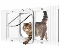 Window Cat Flap with Magnetic Self-Closing Door 4 Way Locking Aluminium Frame