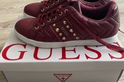 Guess Fl8Raufal12 Raula Womens Leather Lace Up Studs Sneaker Trainers Shoes In Wine/Burgundy Size UK7