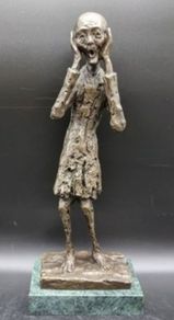 The Scream Sculpture  (38cm) - Bronze, Marble