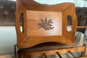 Vintage Mid Century Decorative Wooden Tray Bread Basket Serviette Holder
