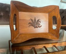Vintage Mid Century Decorative Wooden Tray Bread Basket Serviette Holder