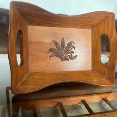 Vintage Mid Century Decorative Wooden Tray Bread Basket Serviette Holder