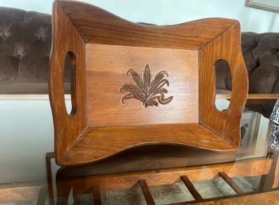 Vintage Mid Century Decorative Wooden Tray Bread Basket Serviette Holder