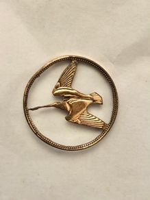 Hand Cut Farthing Coin Pin Badge