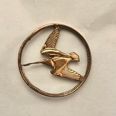 Hand Cut Farthing Coin Pin Badge