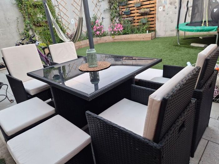 9 Piece Rattan Black Cube Dining Set