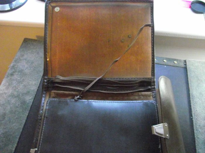 1970s Soviet Military Army Officer's Leather Sam Browne Belt with Field Bag Map-case