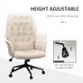 Tufted Linen Office Chair with Adjustable Height, Arm Rest & 360 Swivel Beige Image 4