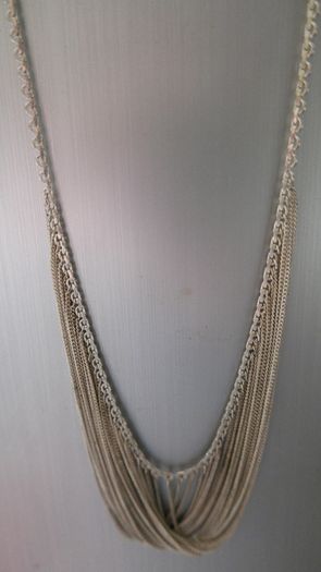 Vintage Disco Era 925 Sterling Silver Bib Necklace 27,4g  L-18"