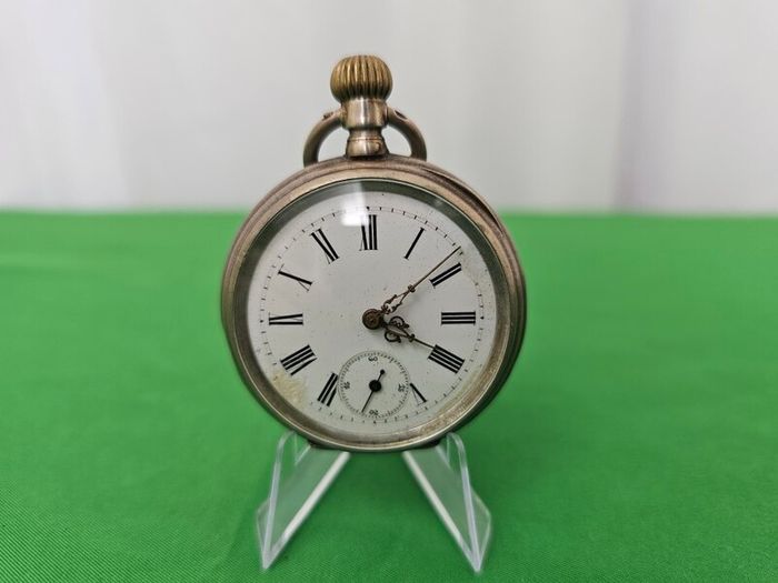 Antique Silver Late 1800s Swiss Made Pocket watch Working