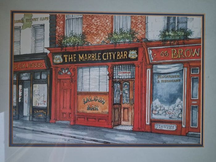 Framed Watercolour of The Marble City Bar, Kilkenny