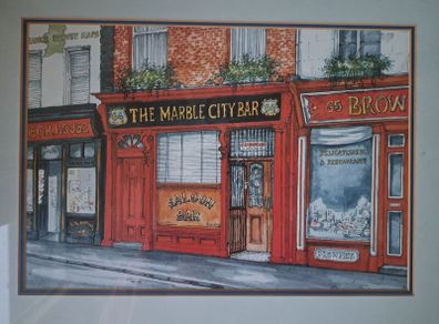Framed Watercolour of The Marble City Bar, Kilkenny
