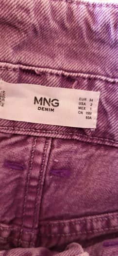MANGO mauve high waisted frayed bottom jeans Sz 34 (Fit 8UK) - Bnwot Rrp 39.99