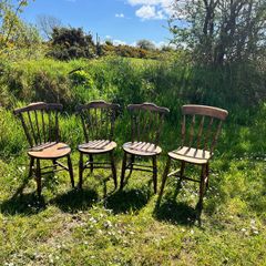 1930s Irish Farmhouse Beech Penny Chairs