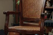 Antique French solid walnut Louis XVI Armchair Desk chair cane work on seat and backrest