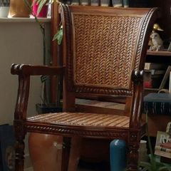 Antique French solid walnut Louis XVI Armchair Desk chair cane work on seat and backrest