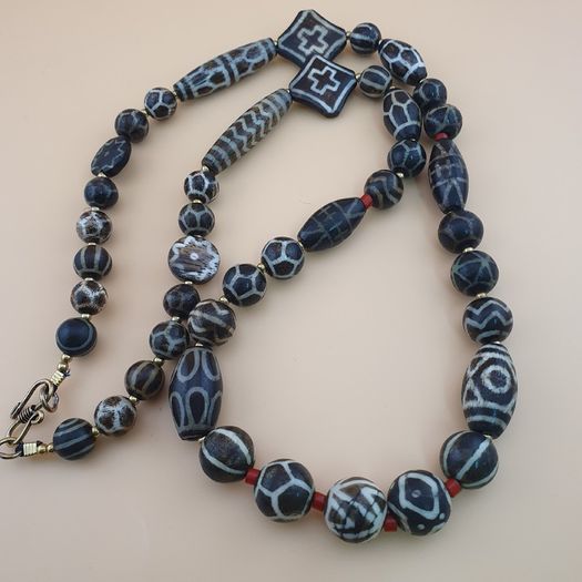 Rare Antique Burmese Pumtek Pyu Petrified Wood Beads Necklace