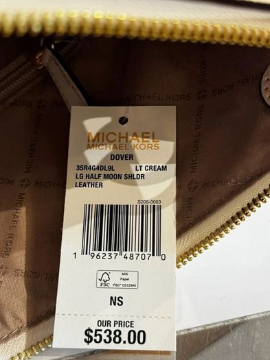 Unwanted gift Michael Kors Dover Lg Half-moon Hobo Pebbled Leather Shoulder Bag Light Cream
