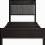 3ft Single Bed Frame with Storage Headboard,Heavy Duty Metal Upholstered Platform Bed Frame,Mattress Foundation/Strong Steel Slat Support/Under-bed Storage/Easy Assembly/Black Image 2