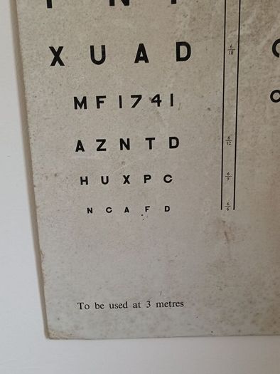 Early 20th Century Lizars Eyesight Test Card