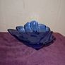Vintage blue glass leaf dish bowl Image 4