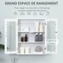 Bathroom wall cabinet, bathroom wall unit with 2 glass doors, adjustable shelf, 55x20x65cm, white Image 6