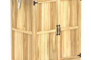43 x 74cm Fir Wood Shed, with Metal Worktop - Natural Finish