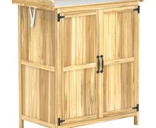 43 x 74cm Fir Wood Shed, with Metal Worktop - Natural Finish