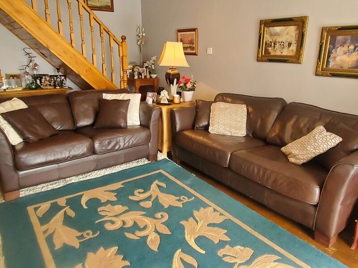 Brown Leather Sofa Set x 3 and 2 Seater
