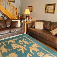 Brown Leather Sofa Set x 3 and 2 Seater