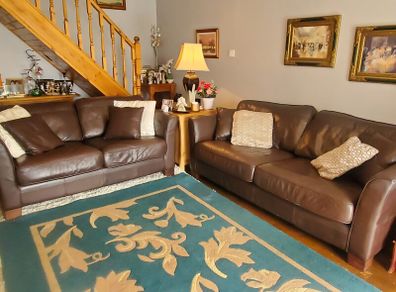 Brown Leather Sofa Set x 3 and 2 Seater