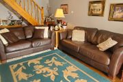 Brown Leather Sofa Set x 3 and 2 Seater