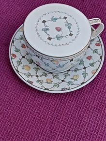 Beautiful Thin Tin Cup/Saucer/Lid